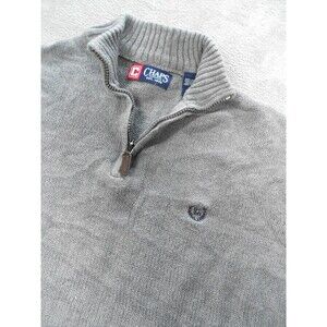 Chaps Sweater Mens Large  1/4 Zip Long Sleeve Mock Neck Gray Pullover